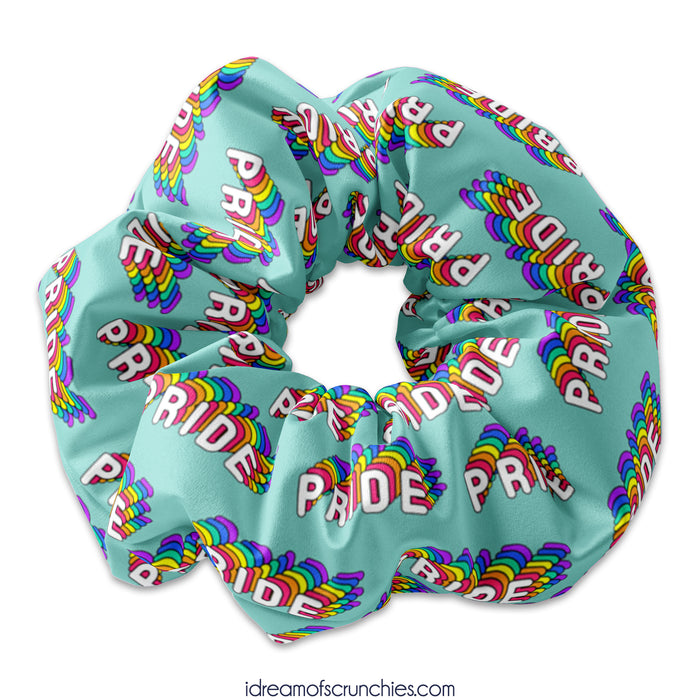 Rainbow Retro Pride Text Scrunchie Hair Tie, Pride Scrunchys, Pride Support Hair Tie Accessory