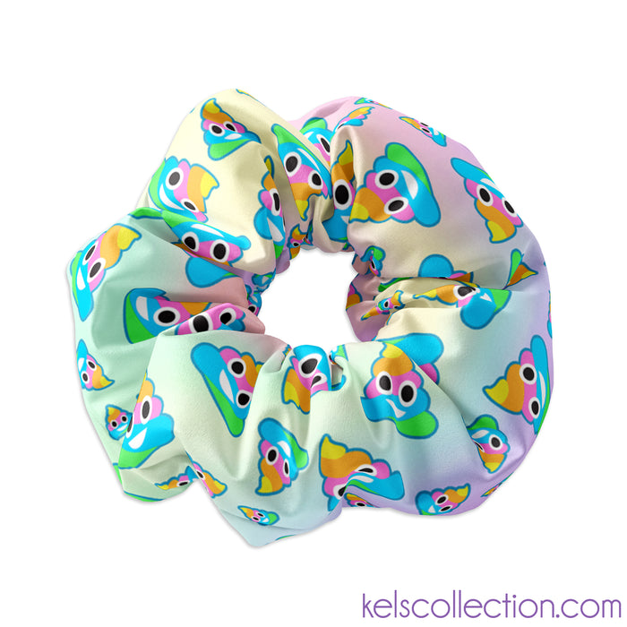 Rainbow Poop Emoji Scrunchie Hair Tie, Rainbow Poop Moji Scrunchy Hair Tie Accessory, Emoji Scrunchies
