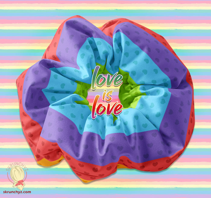 Hearts in Rainbow Stripes Scrunchie - Pride Scrunchys - Pride Accessories - #Pride