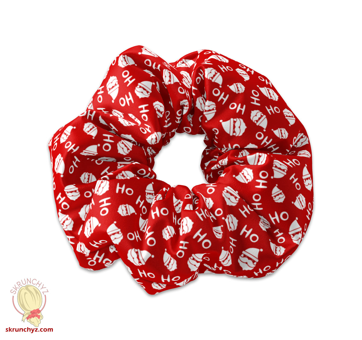 Santa Ho Ho Ho  Red Christmas Scrunchie