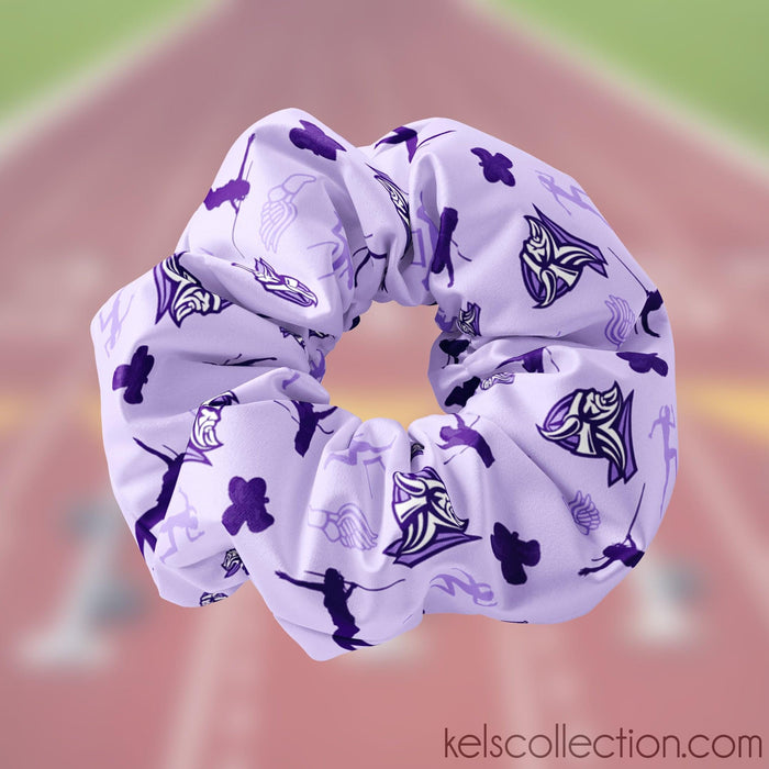 Personalized Track & Field Scrunchie Hair Tie, Your Choice of Colors and Team or School Logo, School Color Team Scrunchie with Number