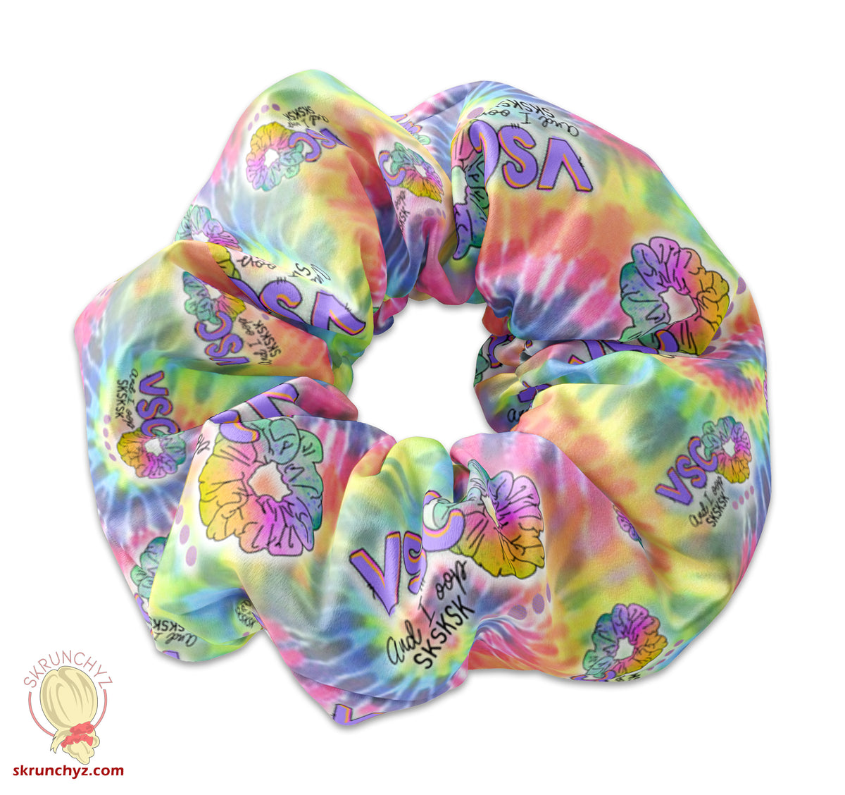 VSCO Fan TieDye Handmade Hair Scrunchie, Great accessory for vsco girls, Hair Scrunchy, Birthday Party Favors