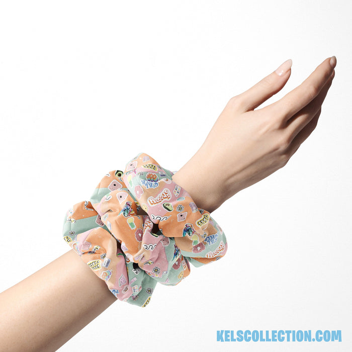 VSCO Inspired Scrunchie with Multiple Pastel Colored Fabric