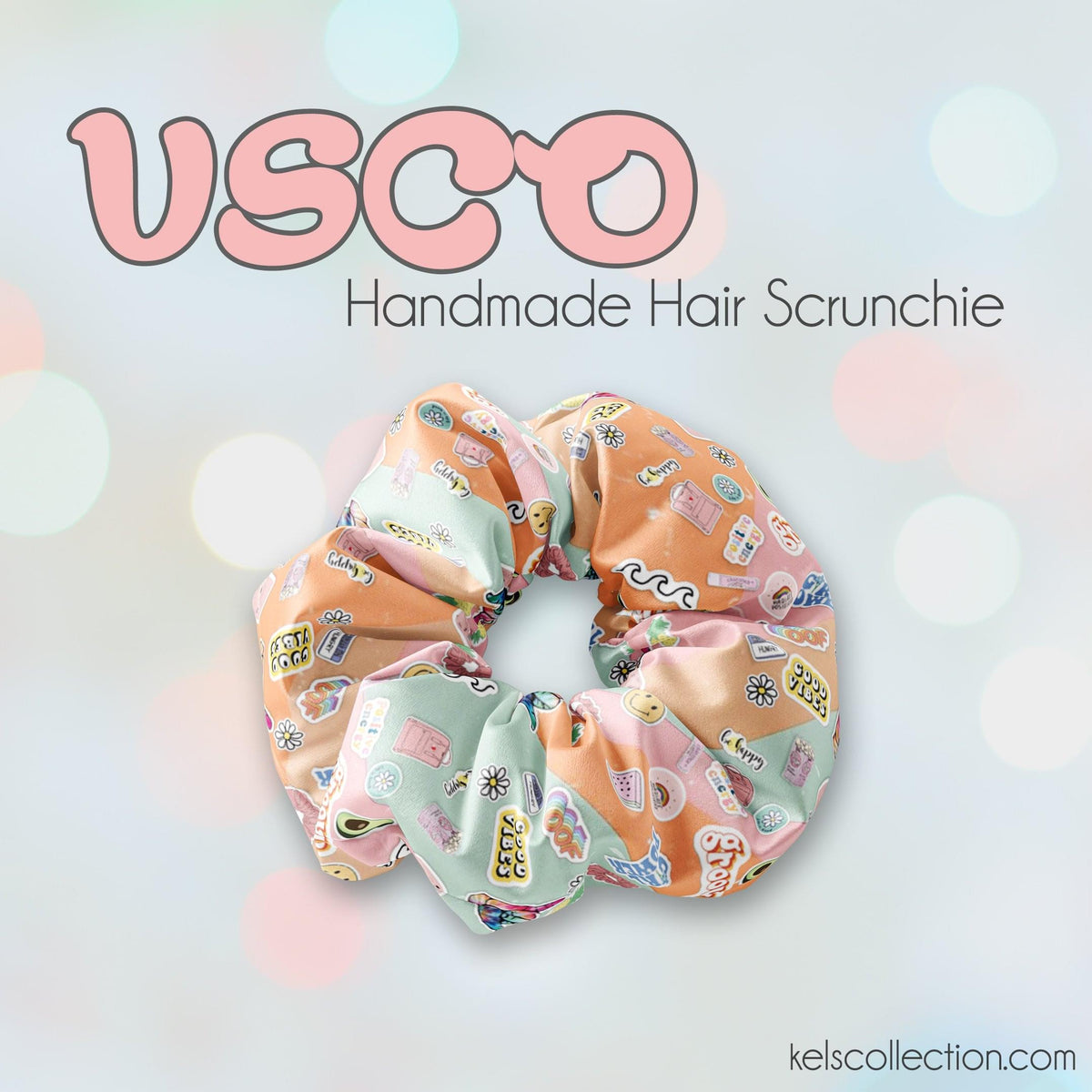 VSCO Inspired Scrunchie with Multiple Pastel Colored Fabric